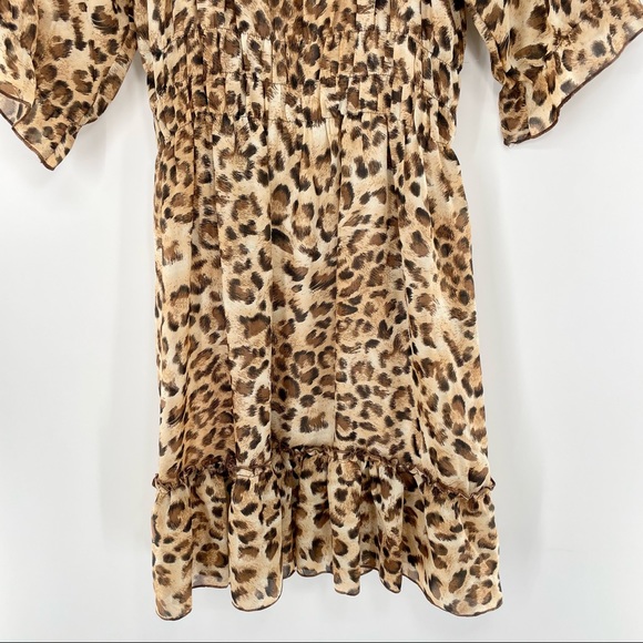 Off Shoulder Leopard, Casual Ruffle Sundress - Picture 3 of 13